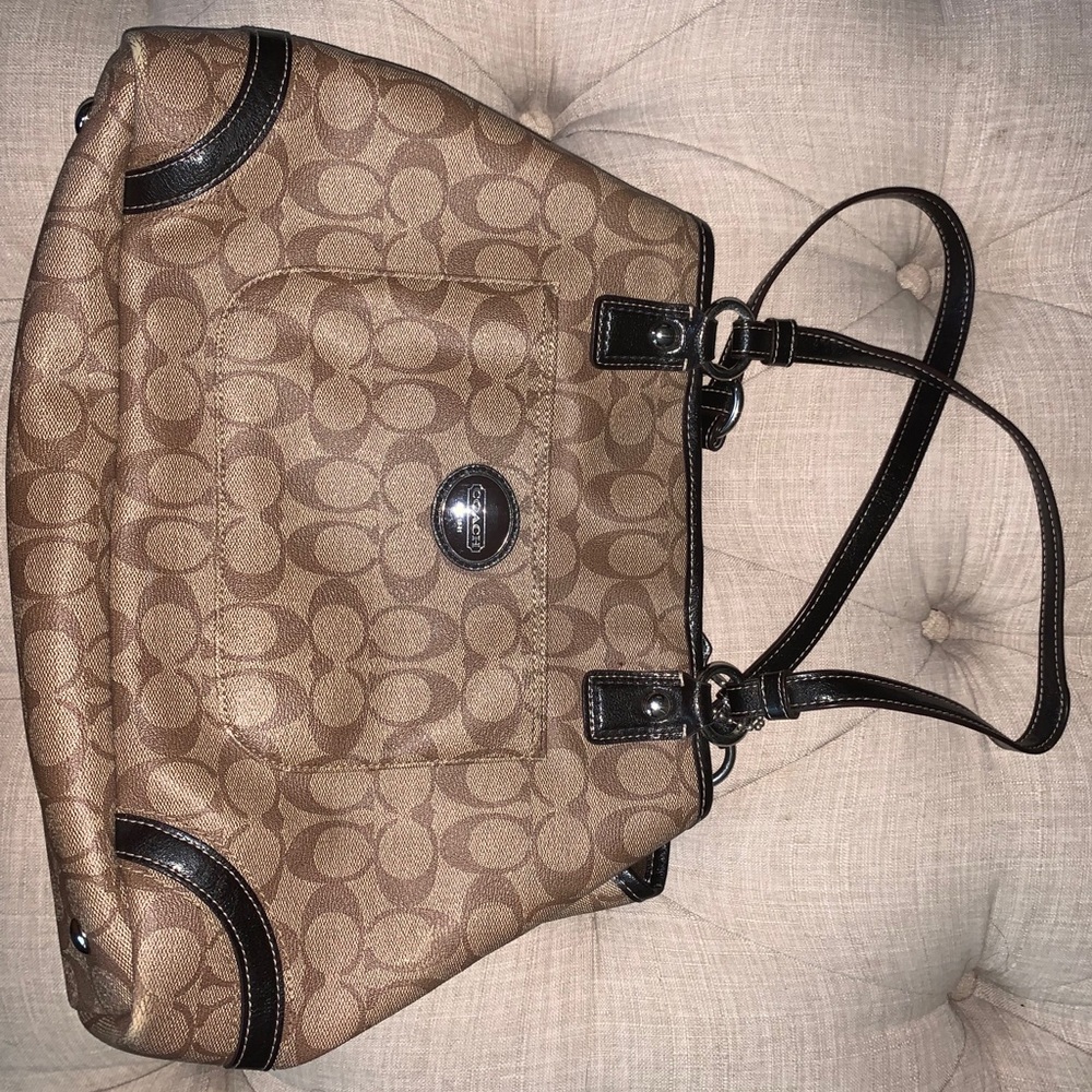 Coach Tan and Brown Handbag
